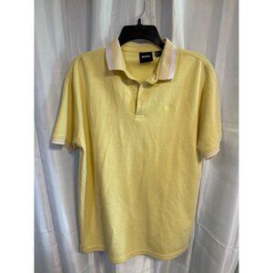 Boss Mens XXL Yellow Polo Shirt 93% Cotton Short Sleeve Casual Top Small Defect
